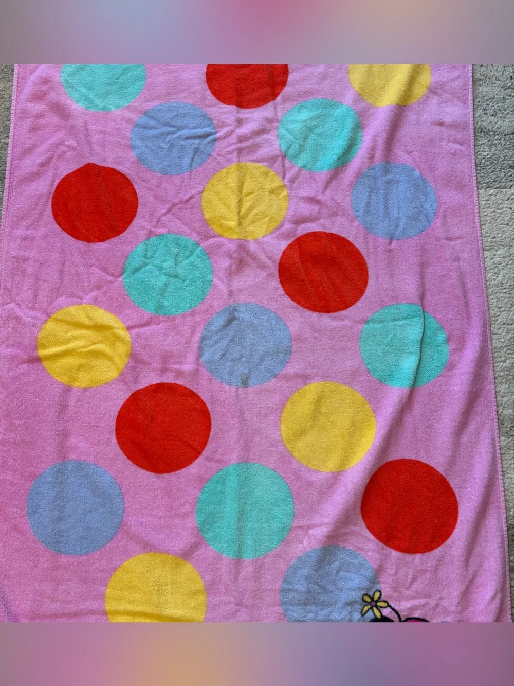 Vintage 80s 90s Disney Minnie Mouse Polka Dot Beach Towel Retro Jay Franco Pink